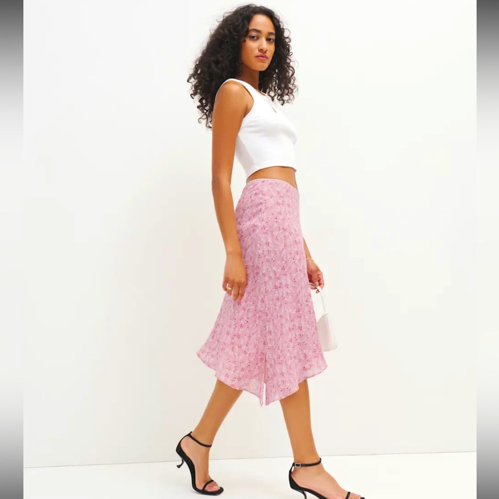 REFORMATION Elle Skirt In Baby's Breath 0